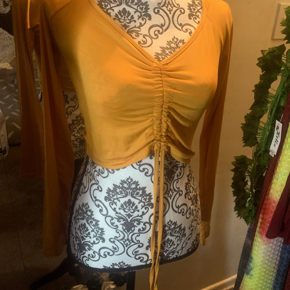 Gold Long Sleeve Crop Top